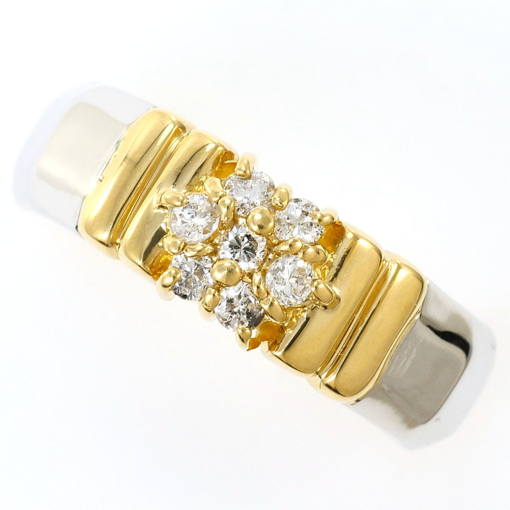 PT900 Platinum 18K Yellow Gold Ring with 0.17ct Diamond, Certificate of Authe...